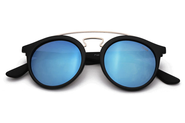 Óculos De Sol - THE JACKS REVO | Óculos De Sol Espelhado Retrô Dapper Semi-Aviador Horned Rimmed Barra Superior
