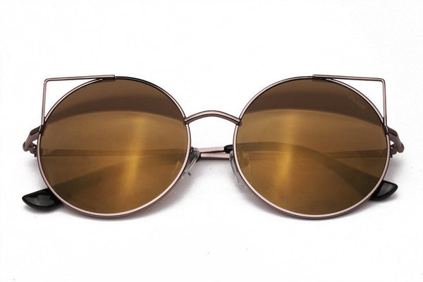 Óculos De Sol - THE KAT REVO | Óculos De Sol Redondo Olho De Gato Lentes Espelhadas E Cortado A Laser