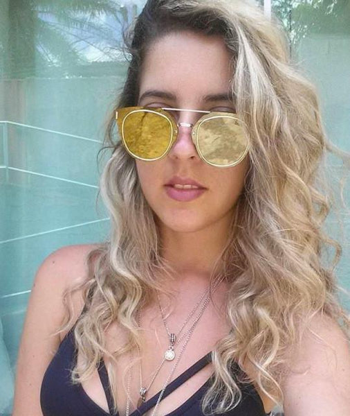 Óculos De Sol - THE SLIM REVO | Óculos De Sol Estilo Espelhado Aviador Steampunk Retrô Com Top Bar