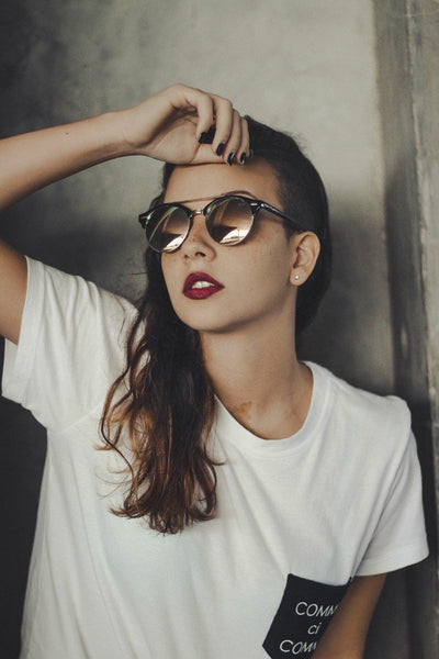 Óculos De Sol - THE SNAP REVO | Óculos De Sol Espelhado Dapper Semi-Aviador Com Top Bar