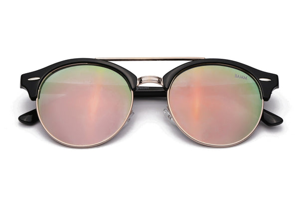 Óculos De Sol - THE SNAP REVO | Óculos De Sol Espelhado Dapper Semi-Aviador Com Top Bar